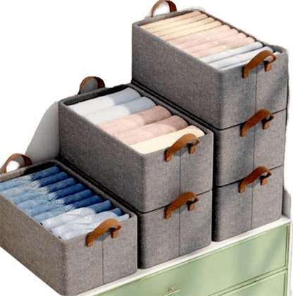 FOLDABLE STORAGE BOX WITH LID AND HANDLES, COTTON AND LINEN STORAGE BINS AND BASKETS ORGANIZER FOR NURSERY, CLOSET, BEDROOM, HOME (45 Cm)