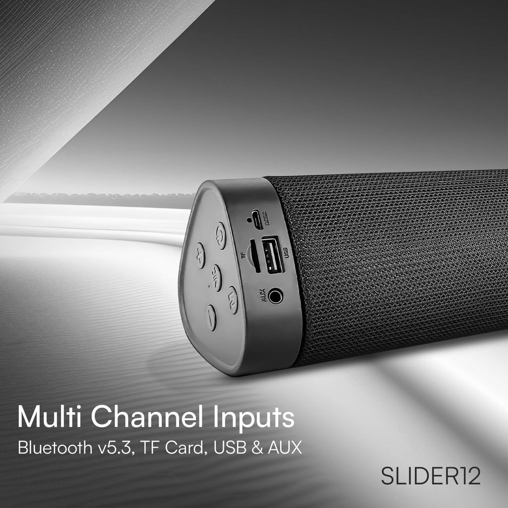 HAPIPOLA SLIDER12 BLUETOOTH SPEAKER Immersive Audio | Good Bass | Light Weight 6 hours Playback | Playback Controls True Wireless Stereo | AUX, USB, TF Card 5.0 Bluetooth | Upto 10m Range