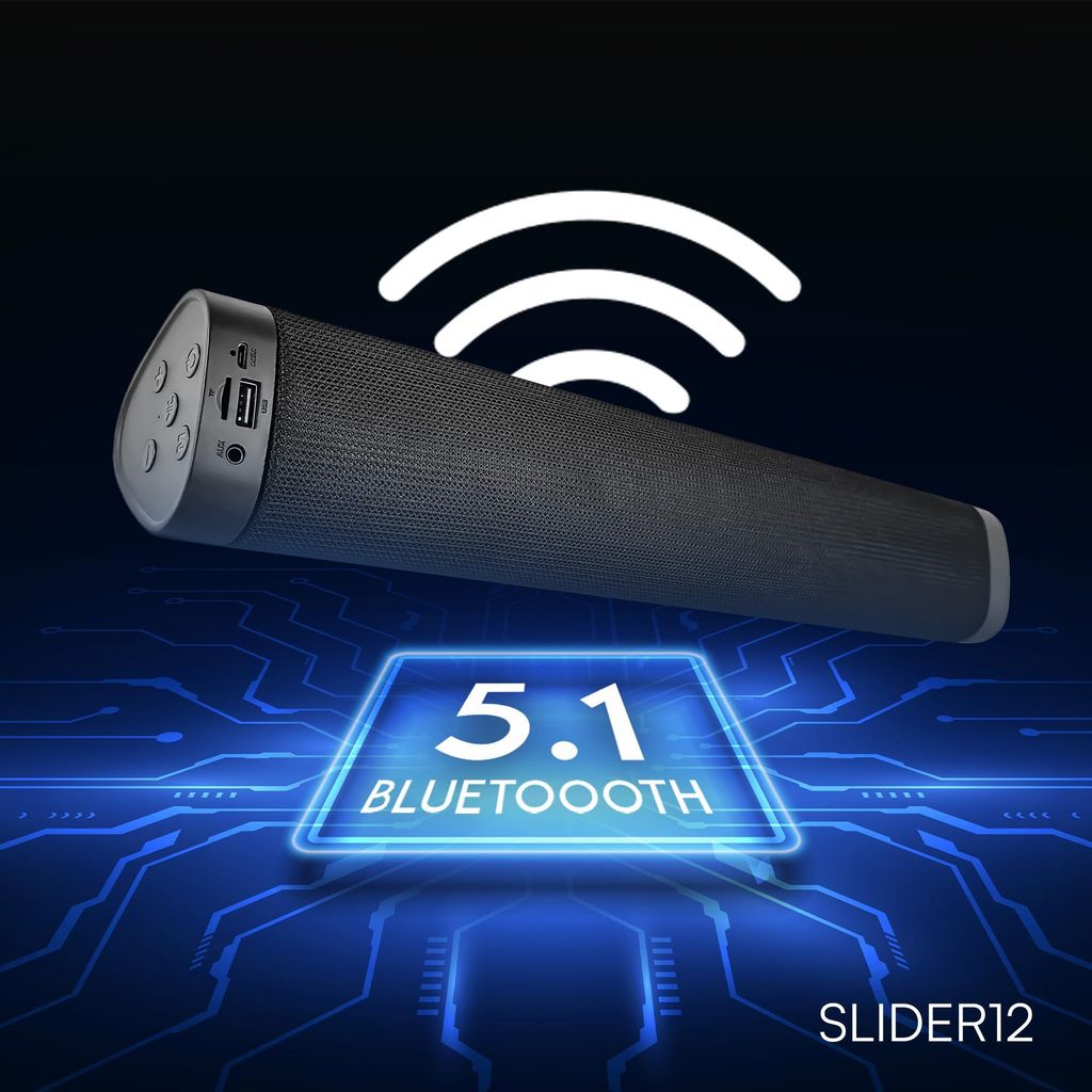 HAPIPOLA SLIDER12 BLUETOOTH SPEAKER Immersive Audio | Good Bass | Light Weight 6 hours Playback | Playback Controls True Wireless Stereo | AUX, USB, TF Card 5.0 Bluetooth | Upto 10m Range