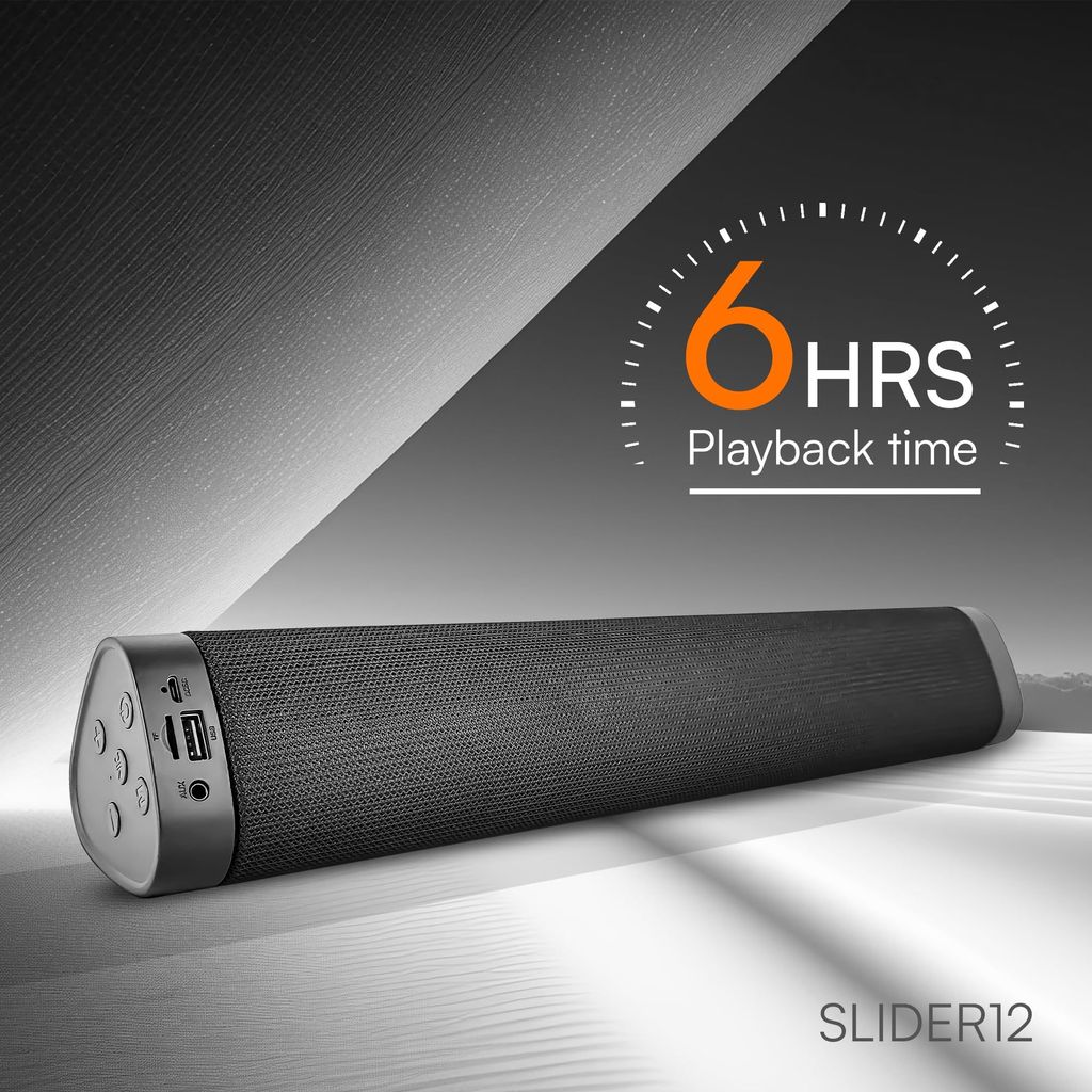 HAPIPOLA SLIDER12 BLUETOOTH SPEAKER Immersive Audio | Good Bass | Light Weight 6 hours Playback | Playback Controls True Wireless Stereo | AUX, USB, TF Card 5.0 Bluetooth | Upto 10m Range