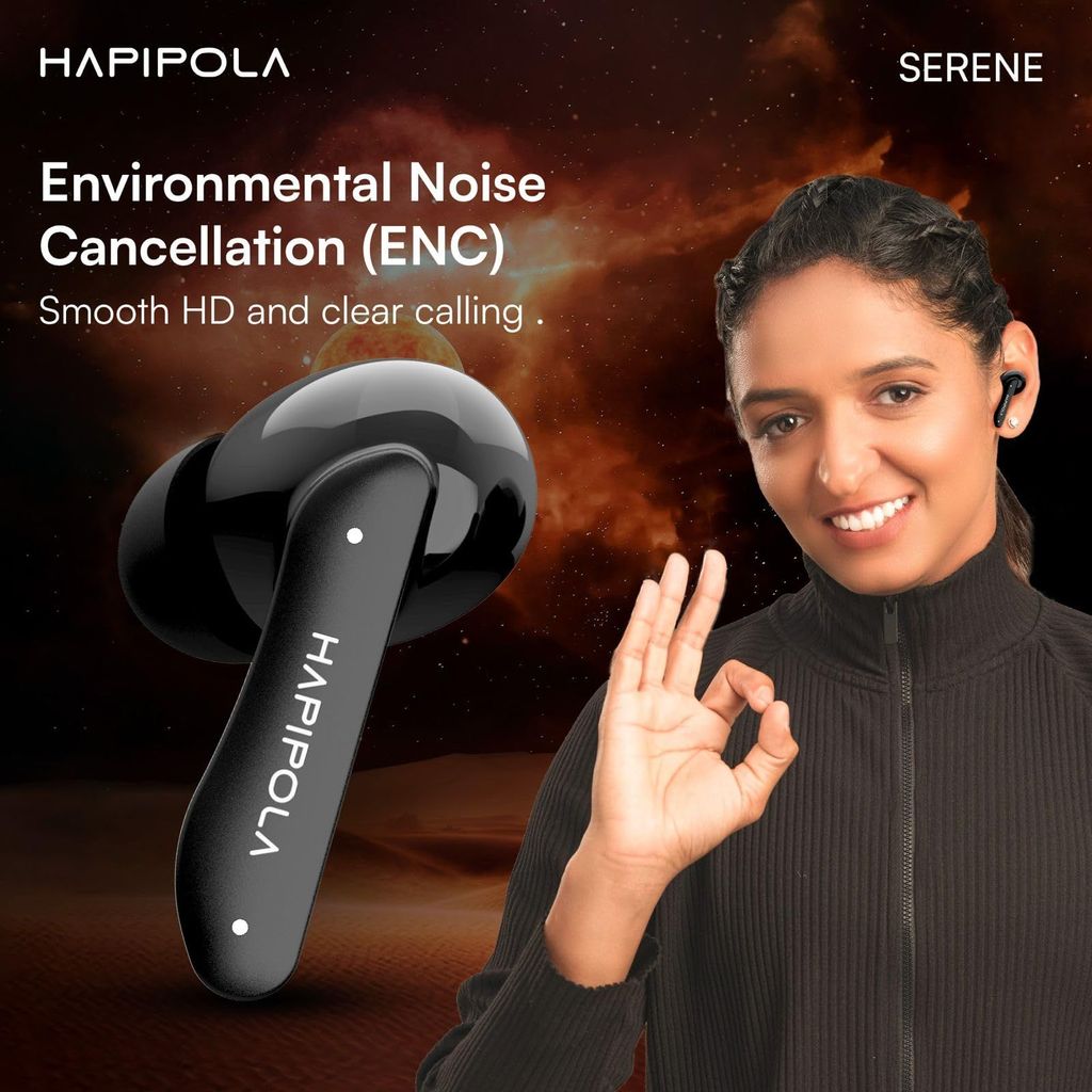 HAPIPOLA SERENE (ANC) in Ear Wireless ANC Earbuds (TWS), Massive 40Hrs Playtime with Speed Charge, Customizable Bass