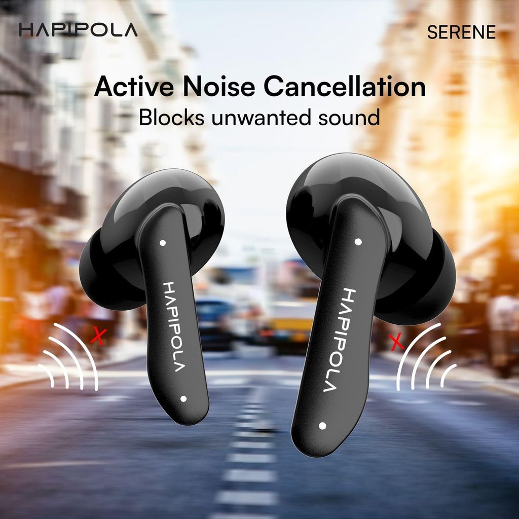 HAPIPOLA SERENE (ANC) in Ear Wireless ANC Earbuds (TWS), Massive 40Hrs Playtime with Speed Charge, Customizable Bass