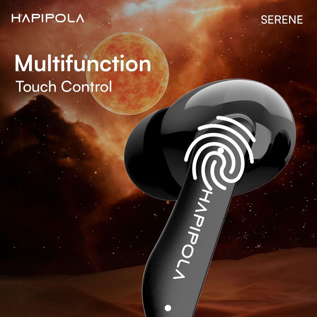 HAPIPOLA SERENE (ANC) in Ear Wireless ANC Earbuds (TWS), Massive 40Hrs Playtime with Speed Charge, Customizable Bass