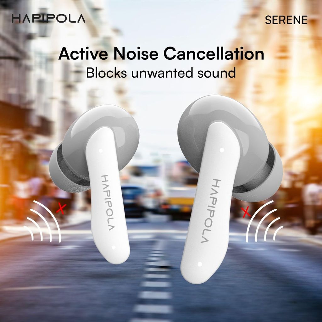 HAPIPOLA SERENE (ANC) in Ear Wireless ANC Earbuds (TWS), Massive 40Hrs Playtime with Speed Charge, Customizable Bass