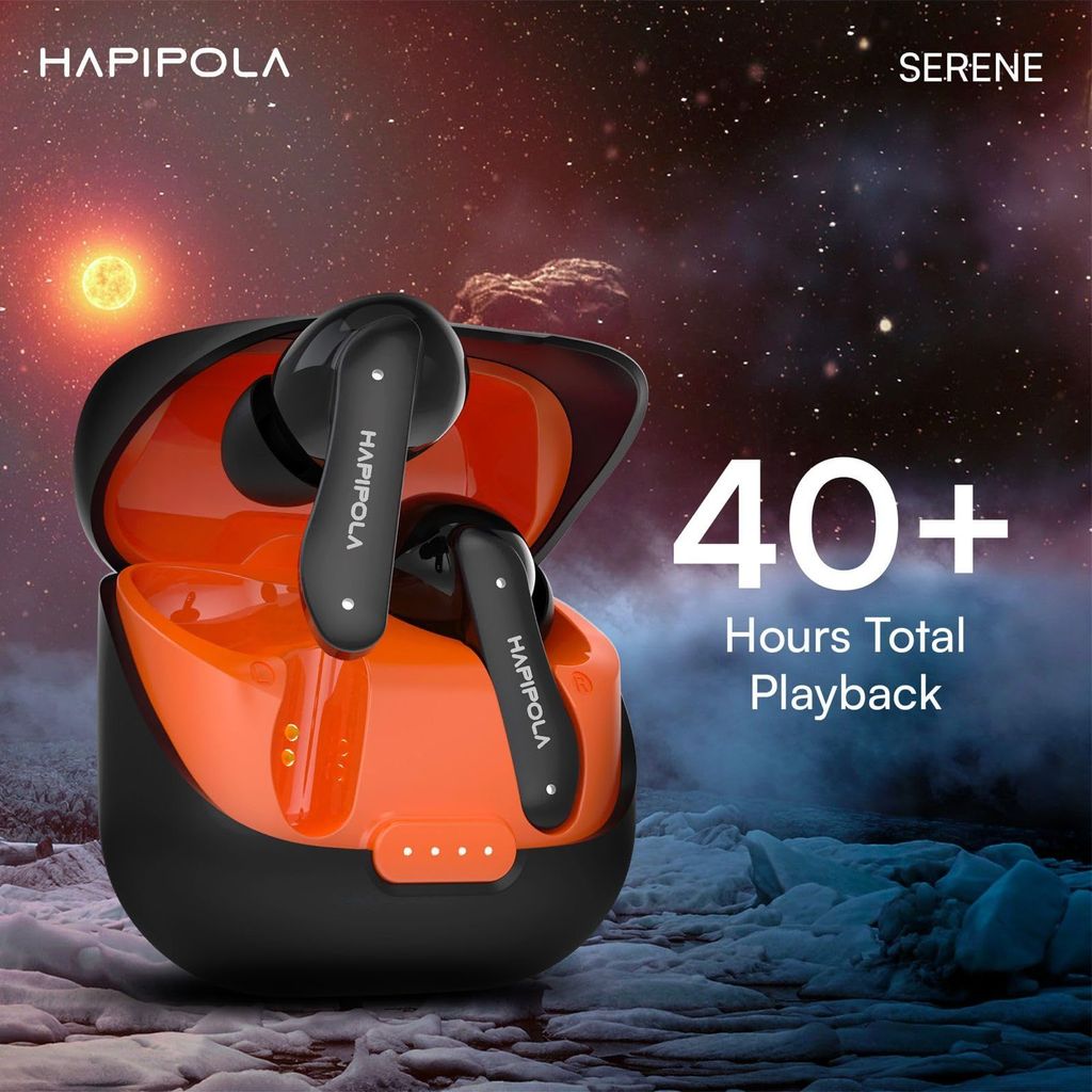 HAPIPOLA SERENE (ANC) in Ear Wireless ANC Earbuds (TWS), Massive 40Hrs Playtime with Speed Charge, Customizable Bass