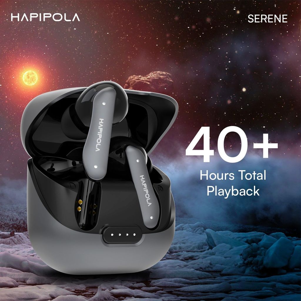 HAPIPOLA SERENE (ANC) in Ear Wireless ANC Earbuds (TWS), Massive 40Hrs Playtime with Speed Charge, Customizable Bass