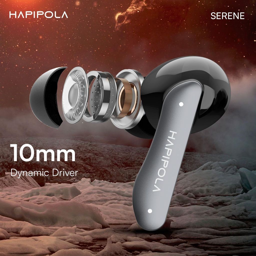 HAPIPOLA SERENE (ANC) in Ear Wireless ANC Earbuds (TWS), Massive 40Hrs Playtime with Speed Charge, Customizable Bass