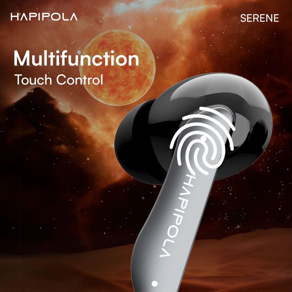 HAPIPOLA SERENE (ANC) in Ear Wireless ANC Earbuds (TWS), Massive 40Hrs Playtime with Speed Charge, Customizable Bass