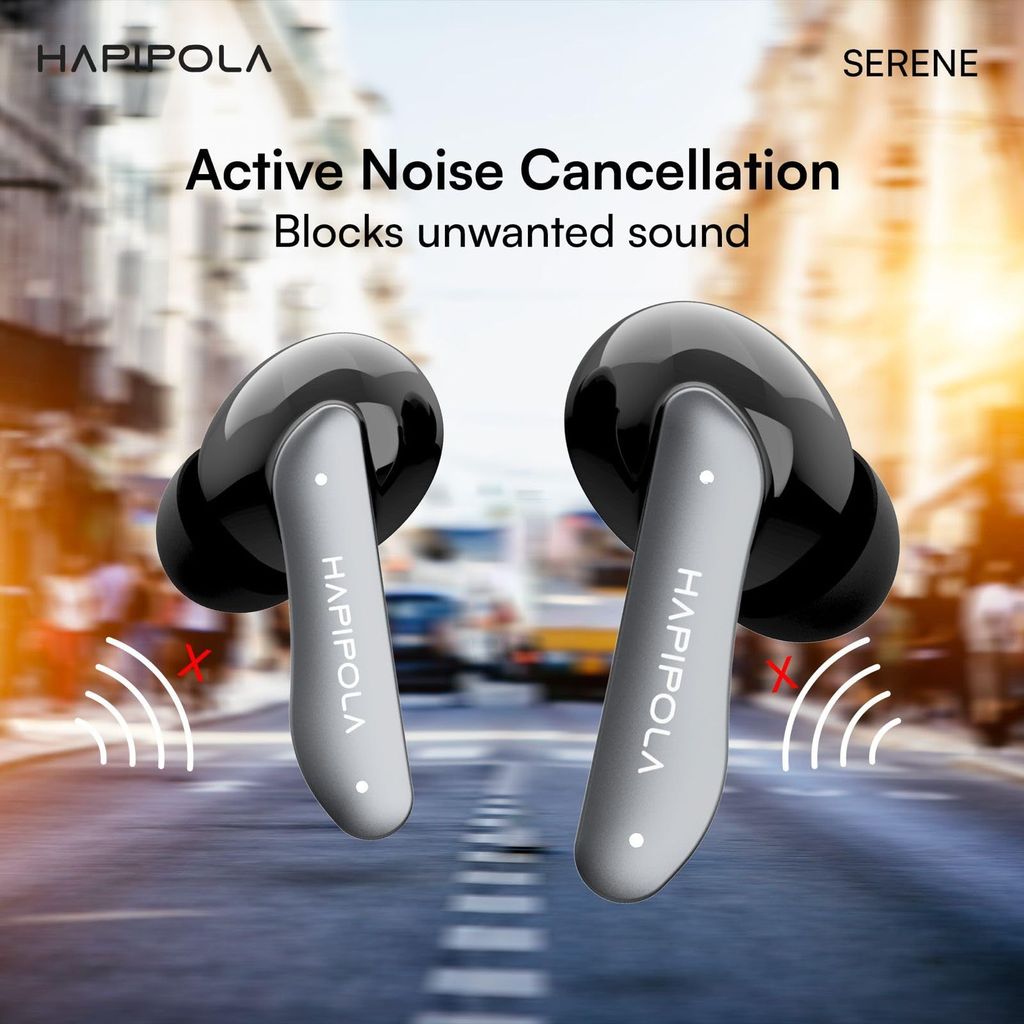 HAPIPOLA SERENE (ANC) in Ear Wireless ANC Earbuds (TWS), Massive 40Hrs Playtime with Speed Charge, Customizable Bass
