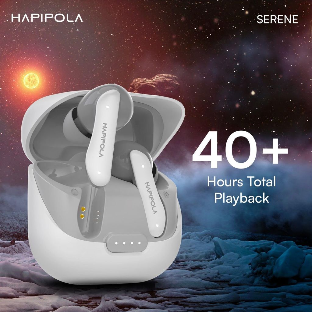 HAPIPOLA SERENE (ANC) in Ear Wireless ANC Earbuds (TWS), Massive 40Hrs Playtime with Speed Charge, Customizable Bass