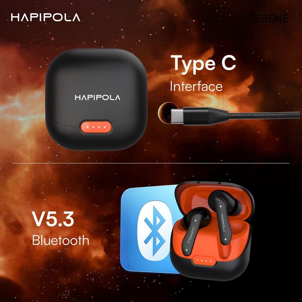 HAPIPOLA SERENE (ANC) in Ear Wireless ANC Earbuds (TWS), Massive 40Hrs Playtime with Speed Charge, Customizable Bass
