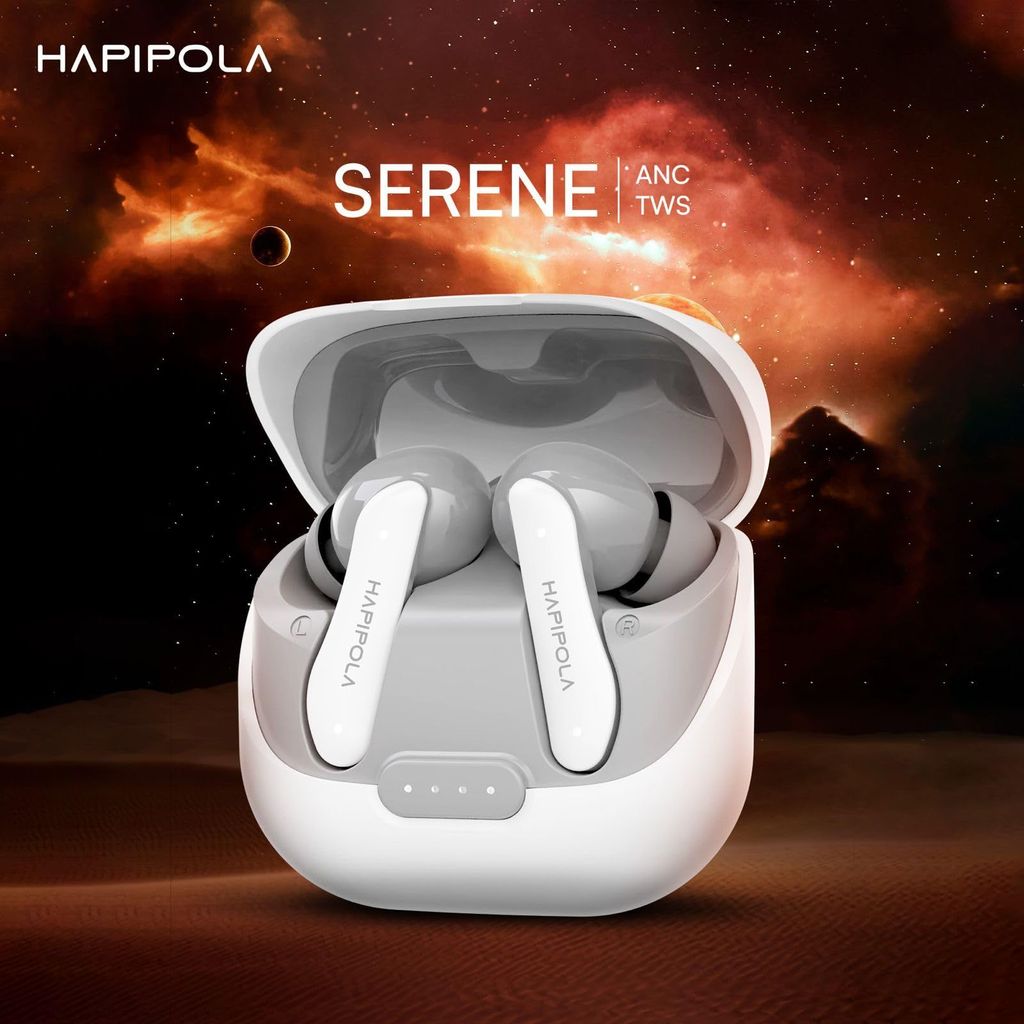 HAPIPOLA SERENE (ANC) in Ear Wireless ANC Earbuds (TWS), Massive 40Hrs Playtime with Speed Charge, Customizable Bass
