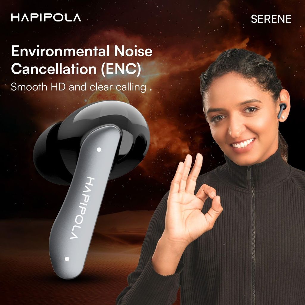 HAPIPOLA SERENE (ANC) in Ear Wireless ANC Earbuds (TWS), Massive 40Hrs Playtime with Speed Charge, Customizable Bass