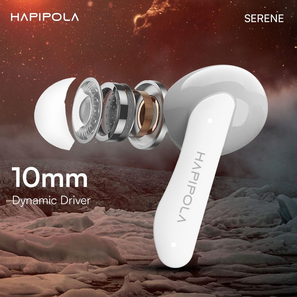 HAPIPOLA SERENE (ANC) in Ear Wireless ANC Earbuds (TWS), Massive 40Hrs Playtime with Speed Charge, Customizable Bass