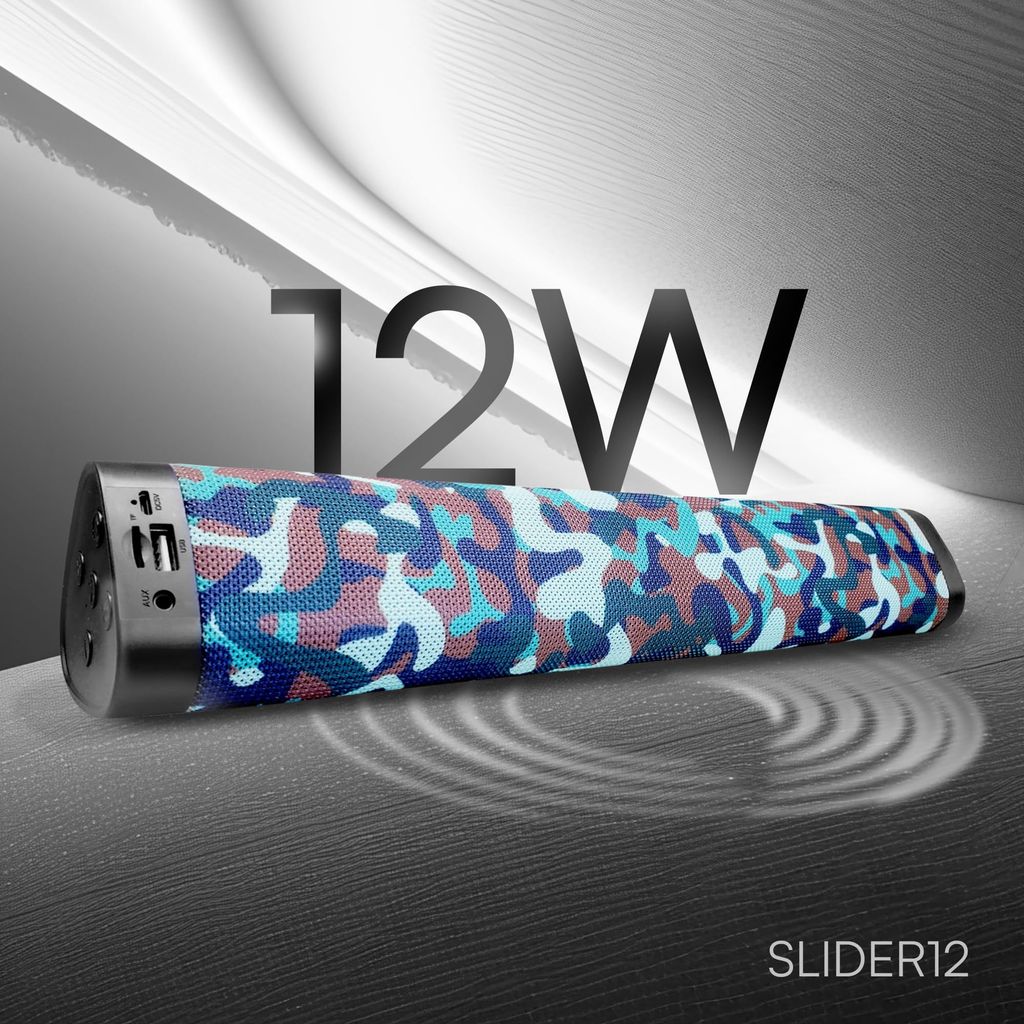 HAPIPOLA SLIDER12 BLUETOOTH SPEAKER Immersive Audio | Good Bass | Light Weight 6 hours Playback | Playback Controls True Wireless Stereo | AUX, USB, TF Card 5.0 Bluetooth | Upto 10m Range