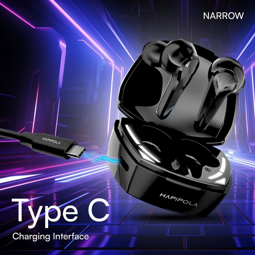 HAPIPOLA Narrow Immersive Audio | Bluetooth v5.2 10mm Driver | 100 Hours Stand-by | White Light 23 Hours Combined Playback | Touch Control Type C Interface | Good Bass