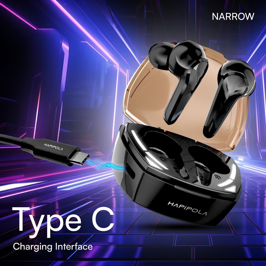 HAPIPOLA Narrow Immersive Audio | Bluetooth v5.2 10mm Driver | 100 Hours Stand-by | White Light 23 Hours Combined Playback | Touch Control Type C Interface | Good Bass