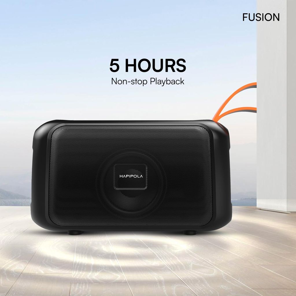 HAPIPOLA Bluetooth Speaker Fusion Immersive Audio | Good Bass | Light Weight 5 Hours Playback | Playback Control AUX, USB, TF Card | Upto 10m Range Hands-Free Calls | Micro Interface