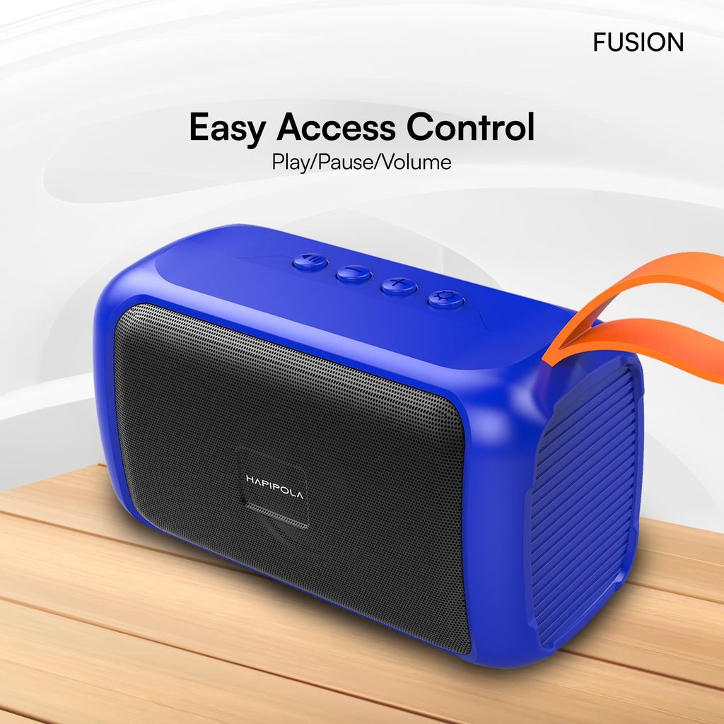 HAPIPOLA Bluetooth Speaker Fusion Immersive Audio | Good Bass | Light Weight 5 Hours Playback | Playback Control AUX, USB, TF Card | Upto 10m Range Hands-Free Calls | Micro Interface