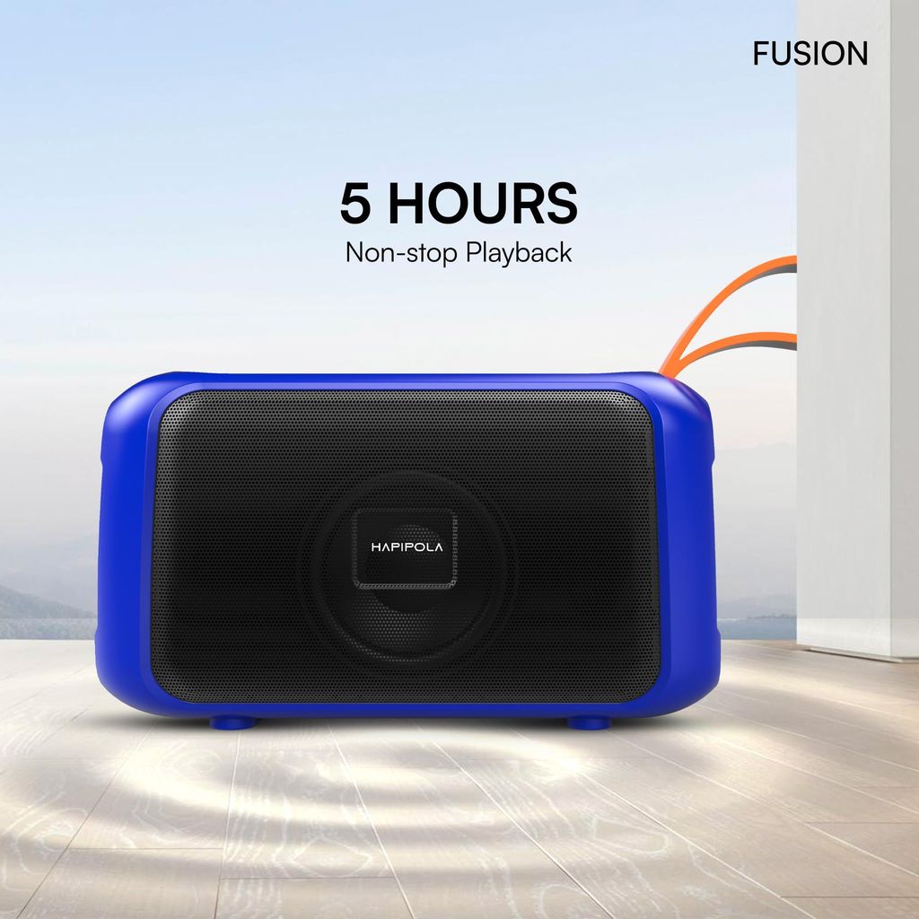 HAPIPOLA Bluetooth Speaker Fusion Immersive Audio | Good Bass | Light Weight 5 Hours Playback | Playback Control AUX, USB, TF Card | Upto 10m Range Hands-Free Calls | Micro Interface