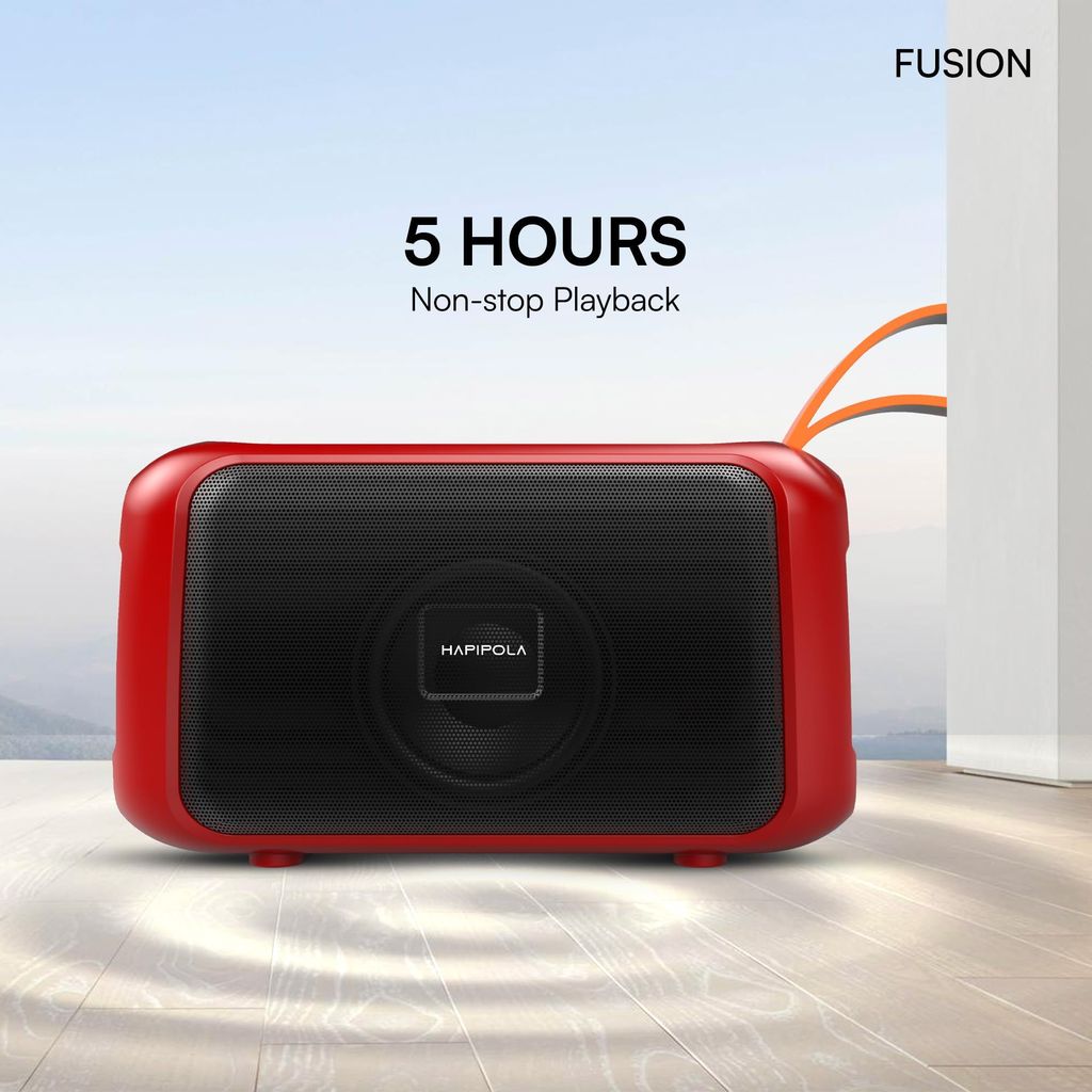 HAPIPOLA Bluetooth Speaker Fusion Immersive Audio | Good Bass | Light Weight 5 Hours Playback | Playback Control AUX, USB, TF Card | Upto 10m Range Hands-Free Calls | Micro Interface