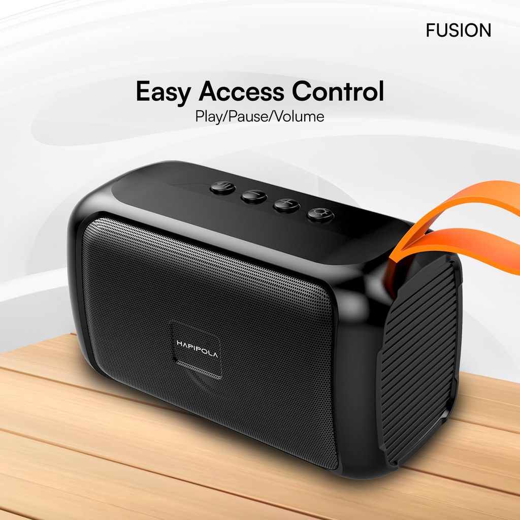 HAPIPOLA Bluetooth Speaker Fusion Immersive Audio | Good Bass | Light Weight 5 Hours Playback | Playback Control AUX, USB, TF Card | Upto 10m Range Hands-Free Calls | Micro Interface