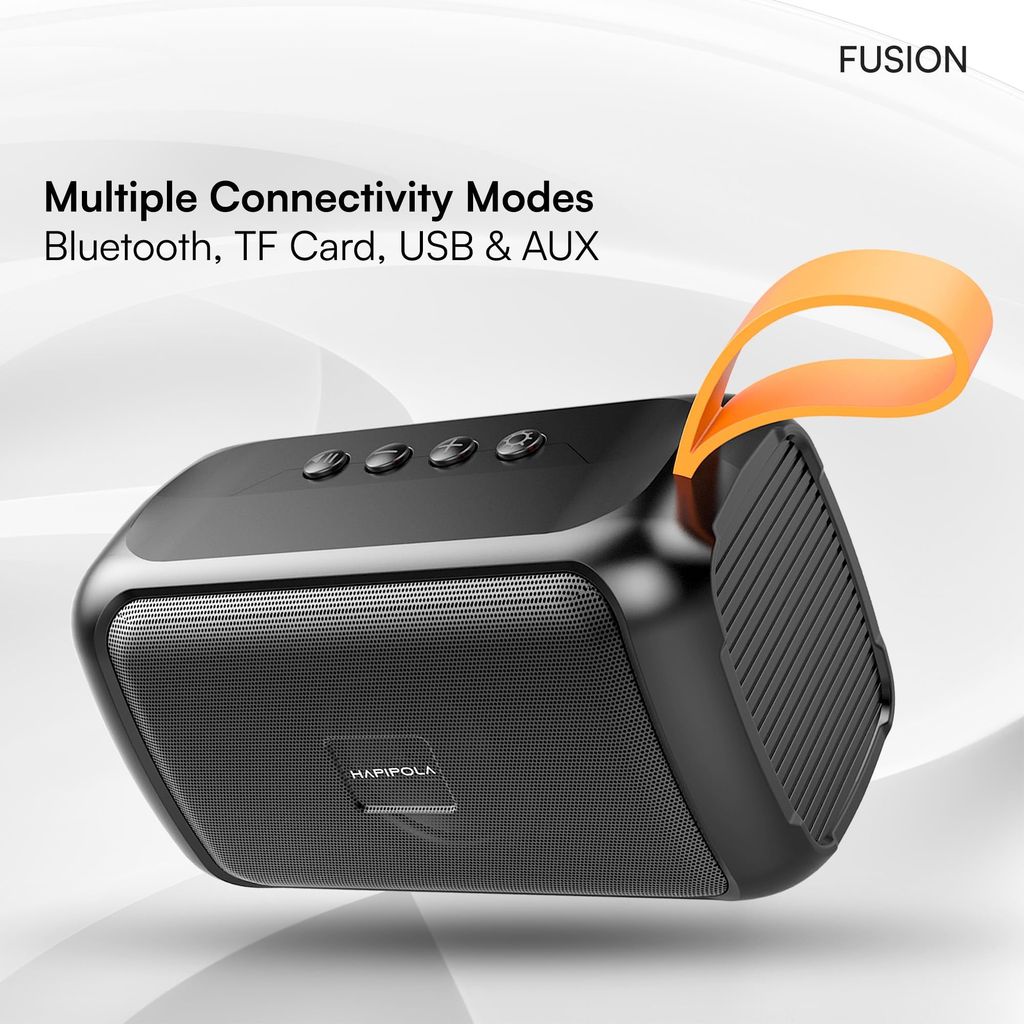 HAPIPOLA Bluetooth Speaker Fusion Immersive Audio | Good Bass | Light Weight 5 Hours Playback | Playback Control AUX, USB, TF Card | Upto 10m Range Hands-Free Calls | Micro Interface