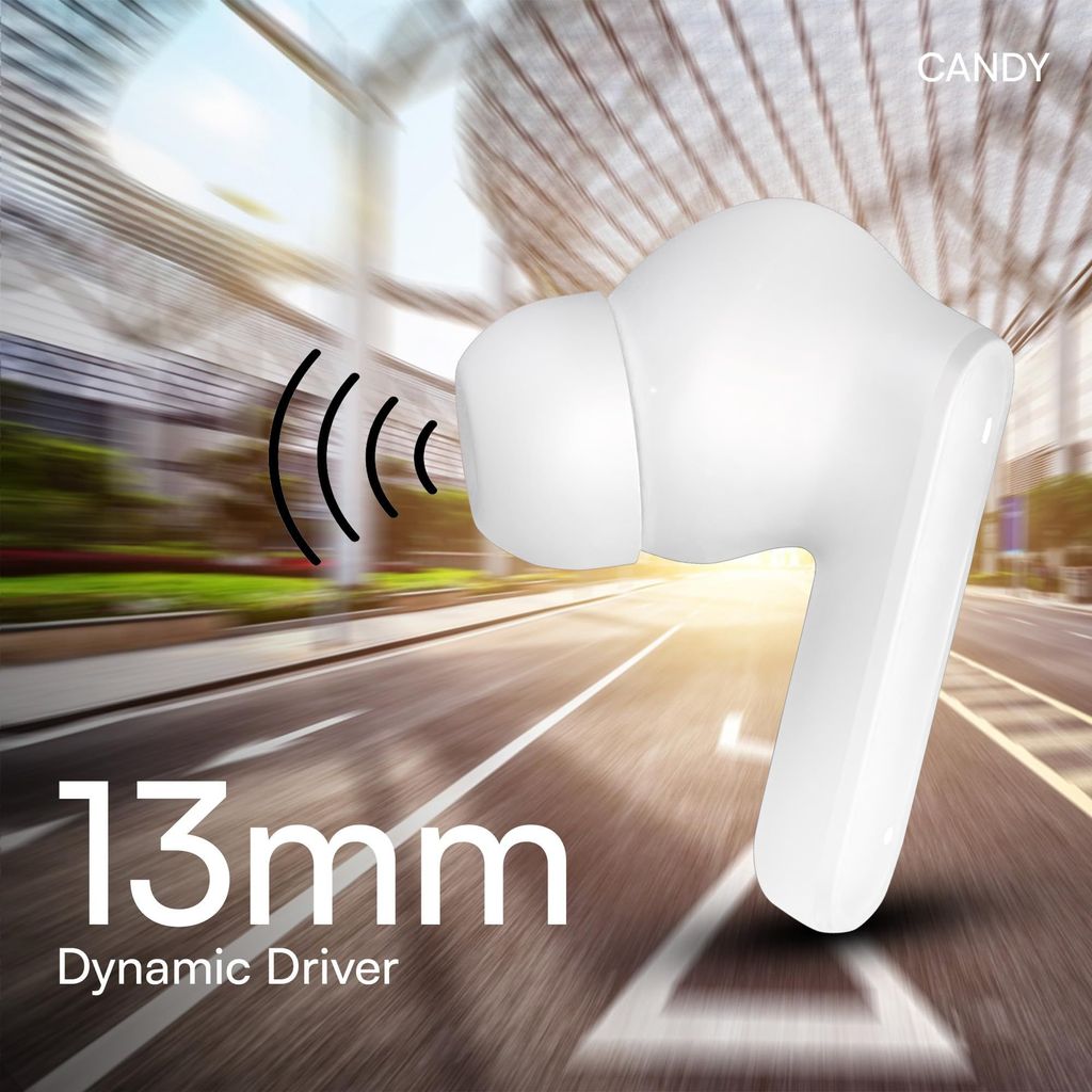 HAPIPOLA TWS Candy Immersive Audio | Ai-ENC | Bluetooth v5.2 13mm Driver | 100 Hours Stand-by 23 Hours Combined Playback | Touch Control Type C Interface | Good Bass