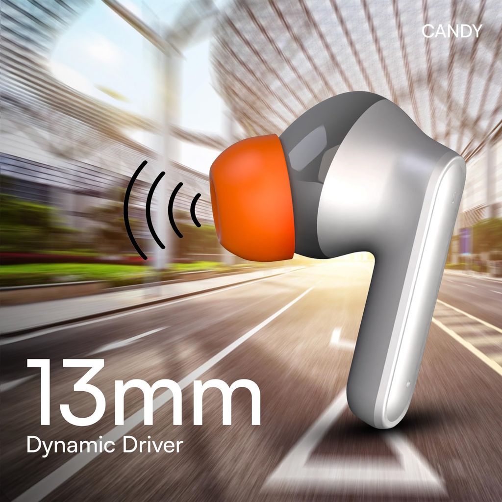 HAPIPOLA TWS Candy Immersive Audio | Ai-ENC | Bluetooth v5.2 13mm Driver | 100 Hours Stand-by 23 Hours Combined Playback | Touch Control Type C Interface | Good Bass