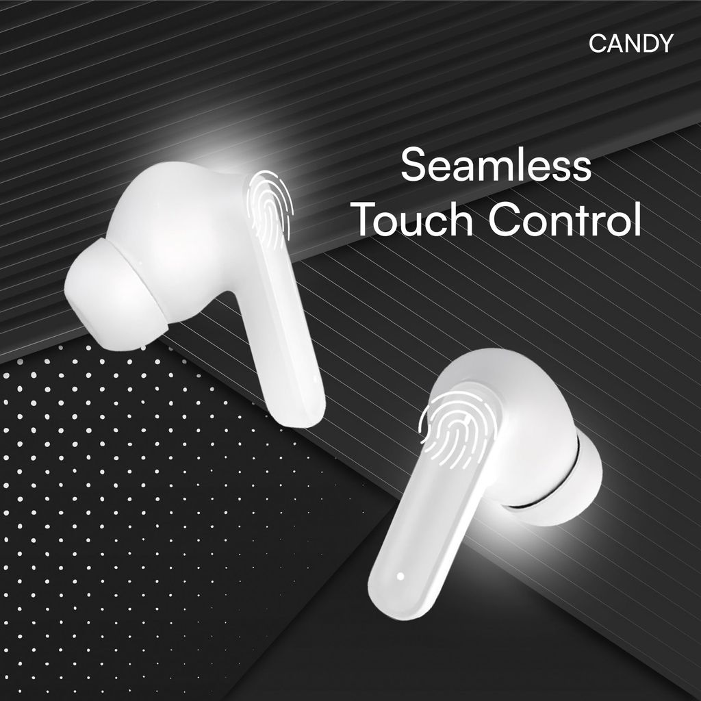HAPIPOLA TWS Candy Immersive Audio | Ai-ENC | Bluetooth v5.2 13mm Driver | 100 Hours Stand-by 23 Hours Combined Playback | Touch Control Type C Interface | Good Bass