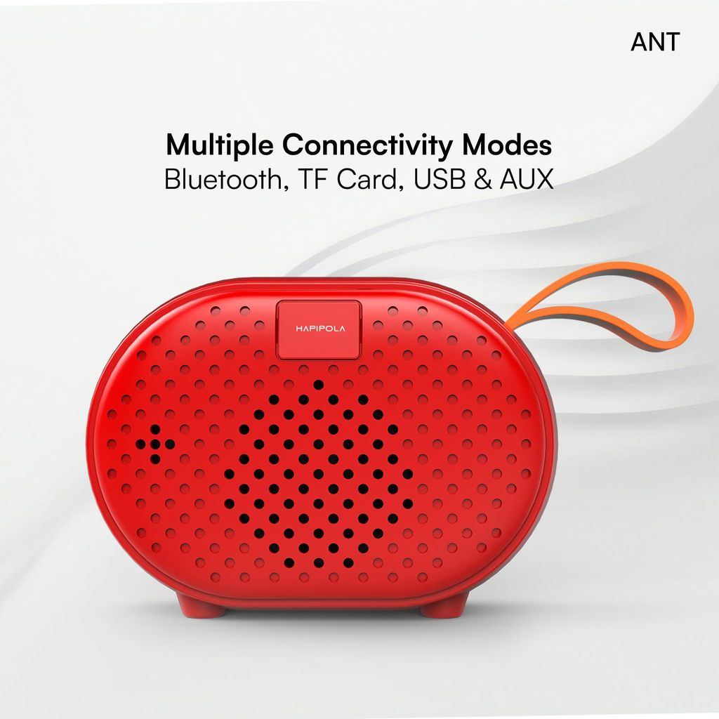 HAPIPOLA BLUETOOTH SPEAKER ANT Immersive Audio | Good Bass | Light Weight 5 hours Playback | Playback Control AUX, USB, TF Card | Upto 10m Range Hands-free calls | Micro Interface