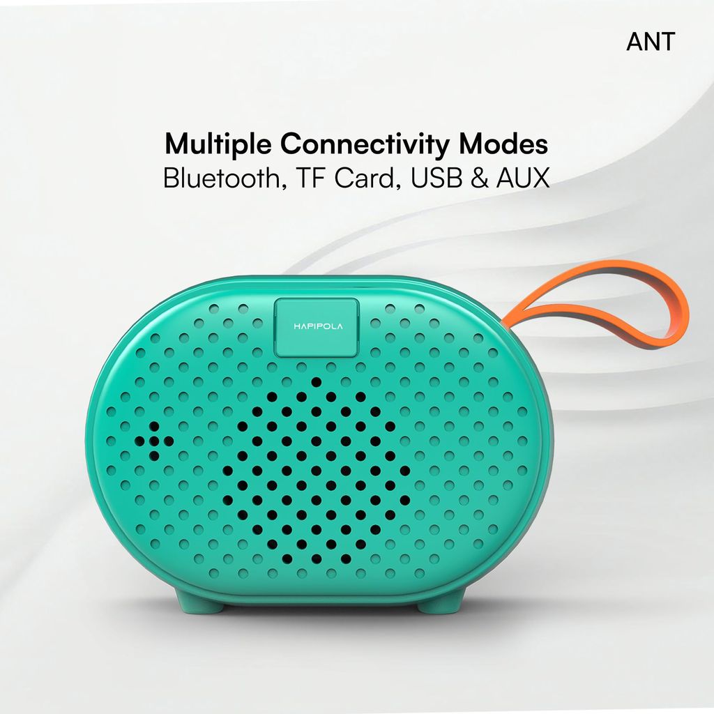 HAPIPOLA BLUETOOTH SPEAKER ANT Immersive Audio | Good Bass | Light Weight 5 hours Playback | Playback Control AUX, USB, TF Card | Upto 10m Range Hands-free calls | Micro Interface