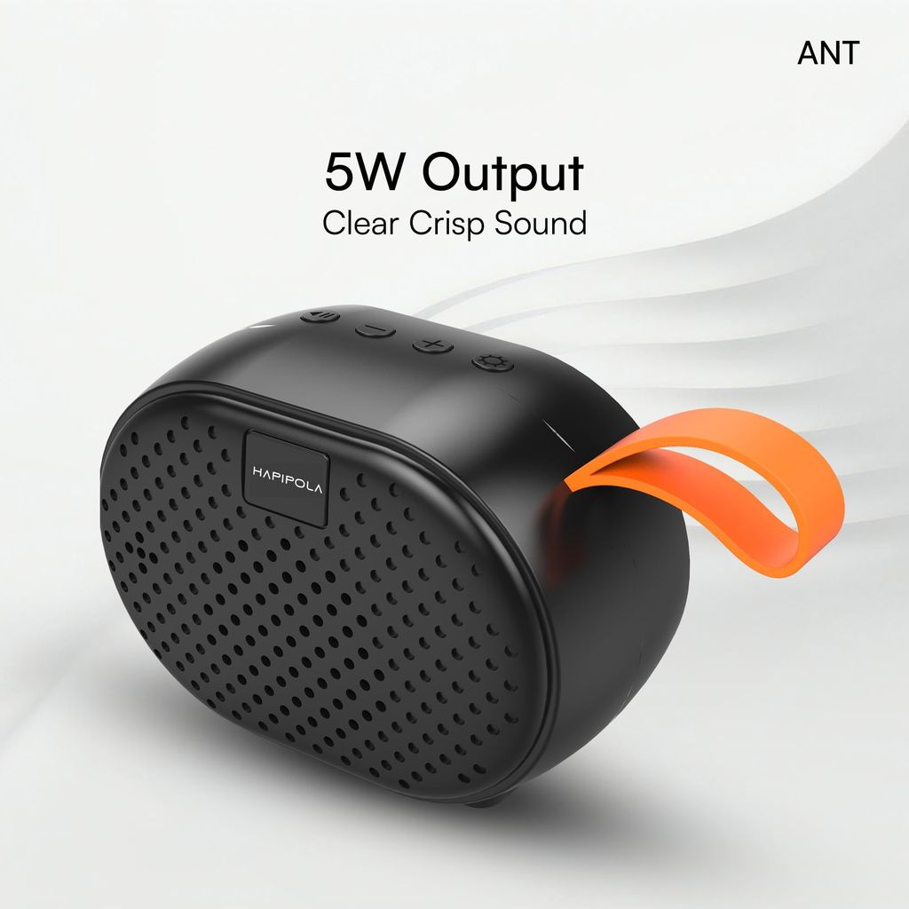 HAPIPOLA BLUETOOTH SPEAKER ANT Immersive Audio | Good Bass | Light Weight 5 hours Playback | Playback Control AUX, USB, TF Card | Upto 10m Range Hands-free calls | Micro Interface