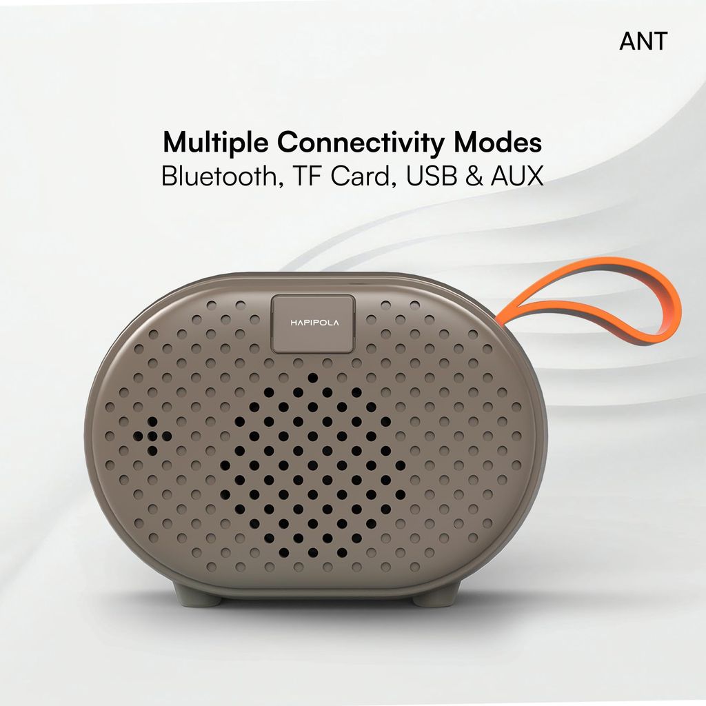 HAPIPOLA BLUETOOTH SPEAKER ANT Immersive Audio | Good Bass | Light Weight 5 hours Playback | Playback Control AUX, USB, TF Card | Upto 10m Range Hands-free calls | Micro Interface