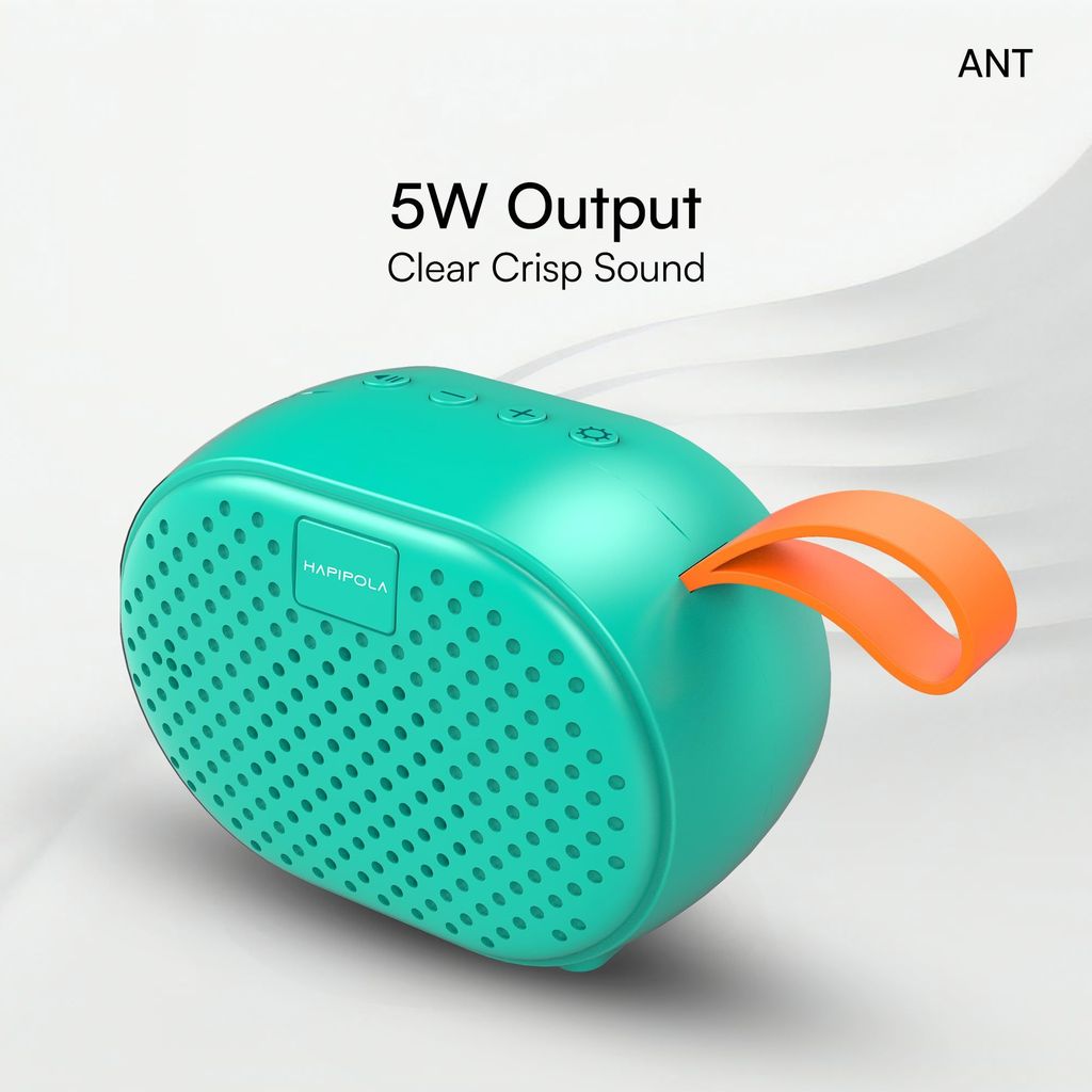 HAPIPOLA BLUETOOTH SPEAKER ANT Immersive Audio | Good Bass | Light Weight 5 hours Playback | Playback Control AUX, USB, TF Card | Upto 10m Range Hands-free calls | Micro Interface