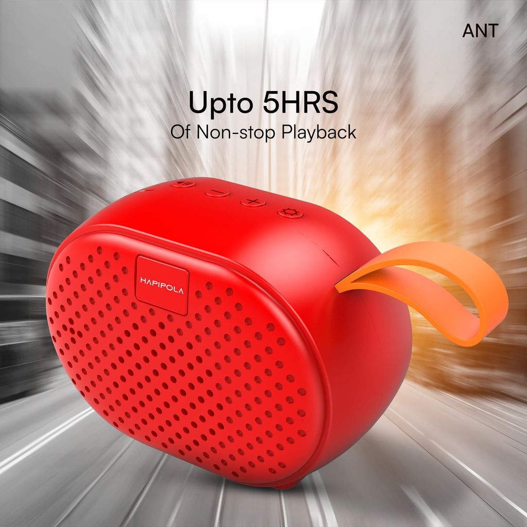HAPIPOLA BLUETOOTH SPEAKER ANT Immersive Audio | Good Bass | Light Weight 5 hours Playback | Playback Control AUX, USB, TF Card | Upto 10m Range Hands-free calls | Micro Interface