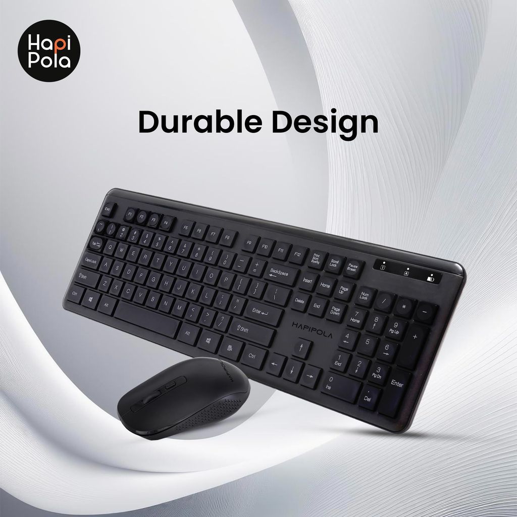 HAPIPOLA Combo 1 MASTERLINE Wireless CHICKLET Keyboard and Mouse Set | 2.4 Ghz Plug-and-Play Simplicity Slim Keystrokes Full Size Silent Mouse and Keyboard