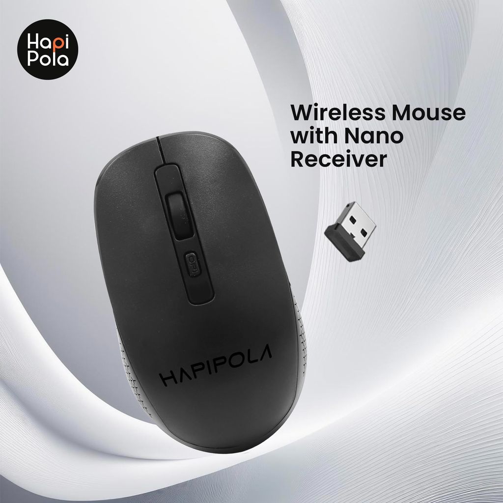 HAPIPOLA Combo 1 MASTERLINE Wireless CHICKLET Keyboard and Mouse Set | 2.4 Ghz Plug-and-Play Simplicity Slim Keystrokes Full Size Silent Mouse and Keyboard