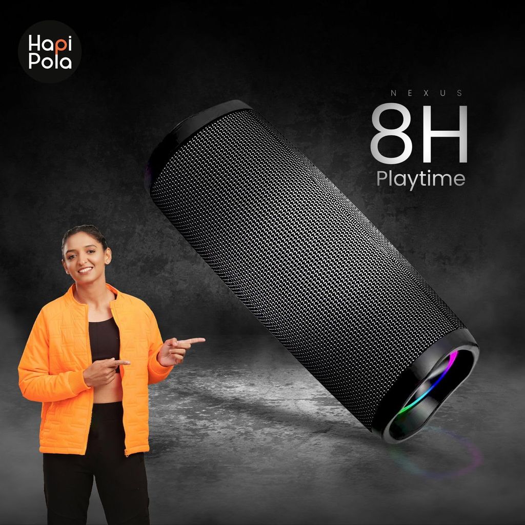 HAPIPOLA BLUETOOTH SPEAKER AQUA NEXUS | Immersive Audio | Good Bass | Light Weight 10+ hours Playback | USB Input | Built-in microphone Hands-free calls | RGB lights