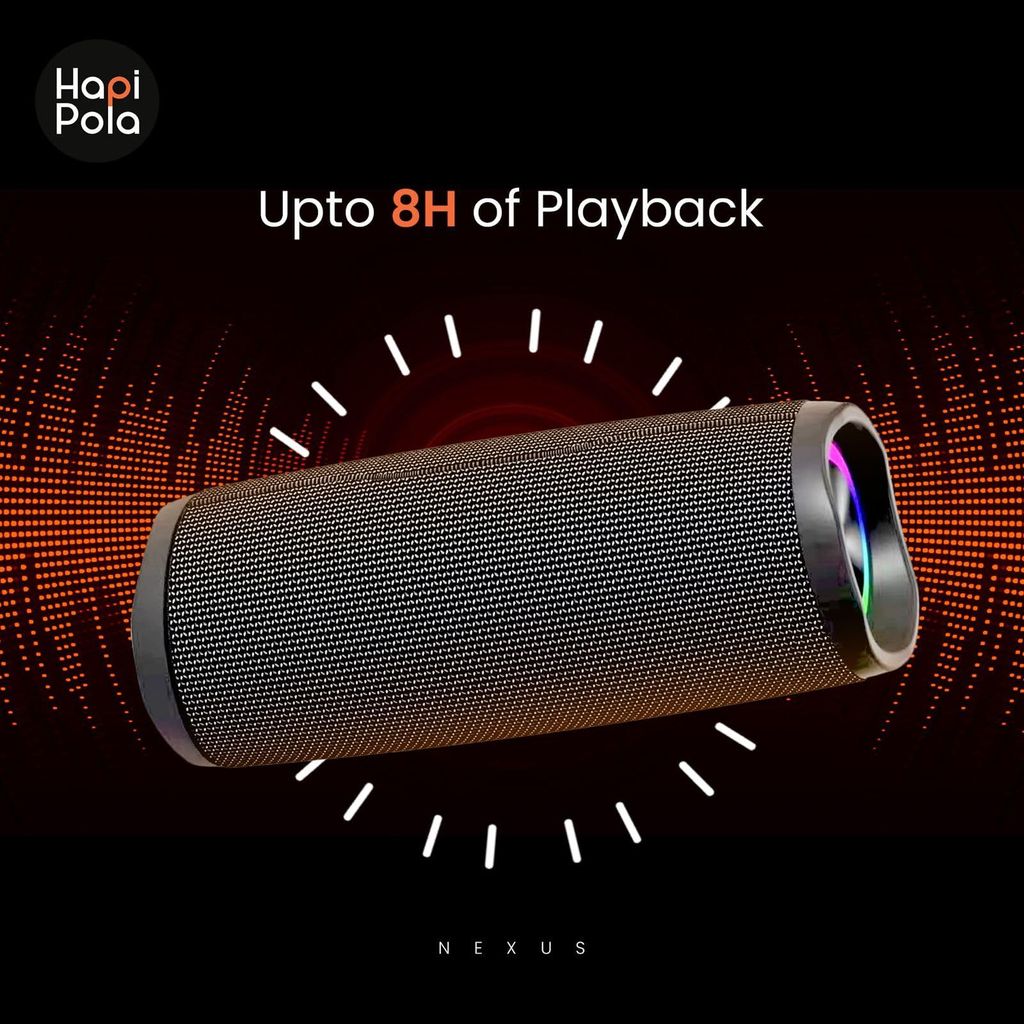HAPIPOLA BLUETOOTH SPEAKER AQUA NEXUS | Immersive Audio | Good Bass | Light Weight 10+ hours Playback | USB Input | Built-in microphone Hands-free calls | RGB lights