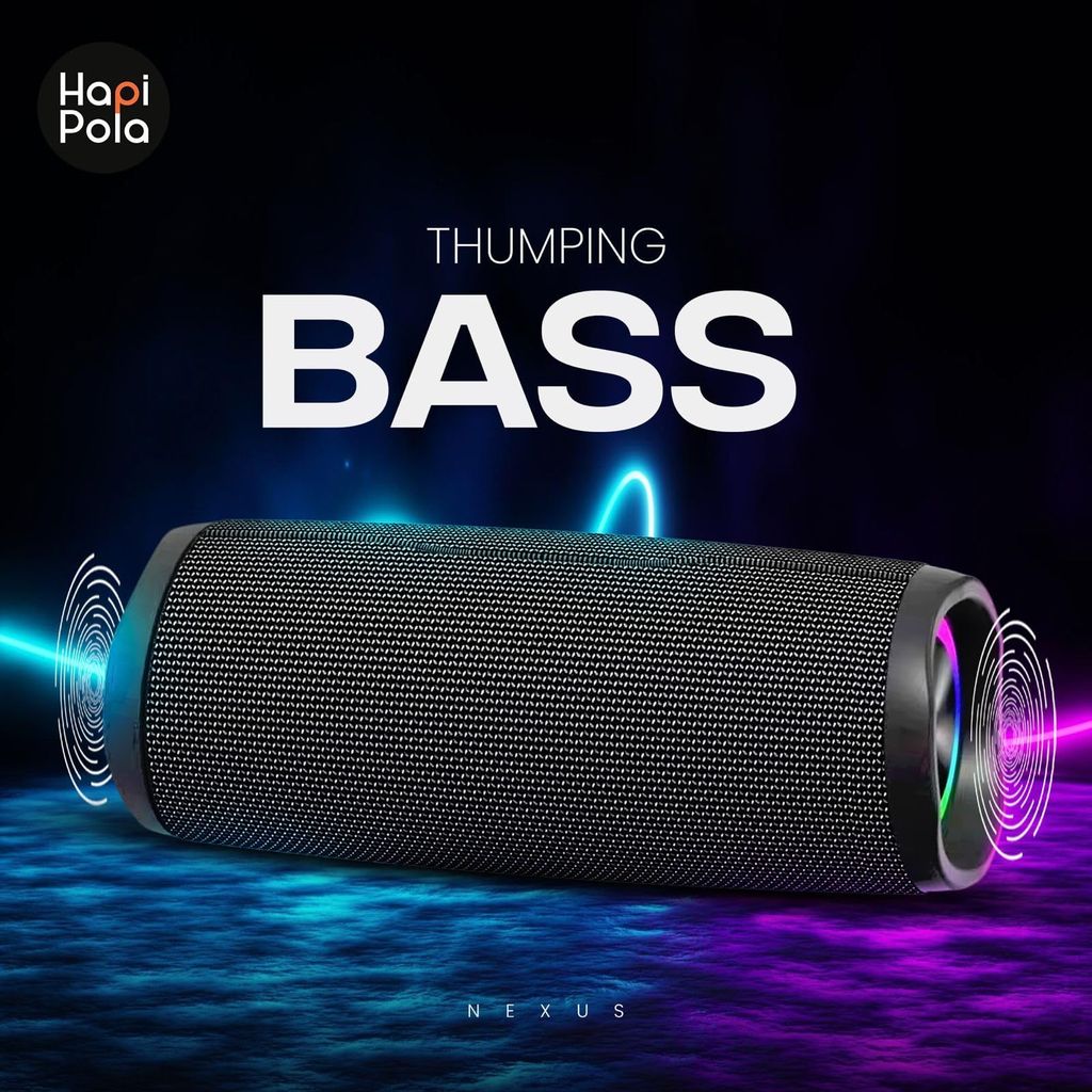 HAPIPOLA BLUETOOTH SPEAKER AQUA NEXUS | Immersive Audio | Good Bass | Light Weight 10+ hours Playback | USB Input | Built-in microphone Hands-free calls | RGB lights