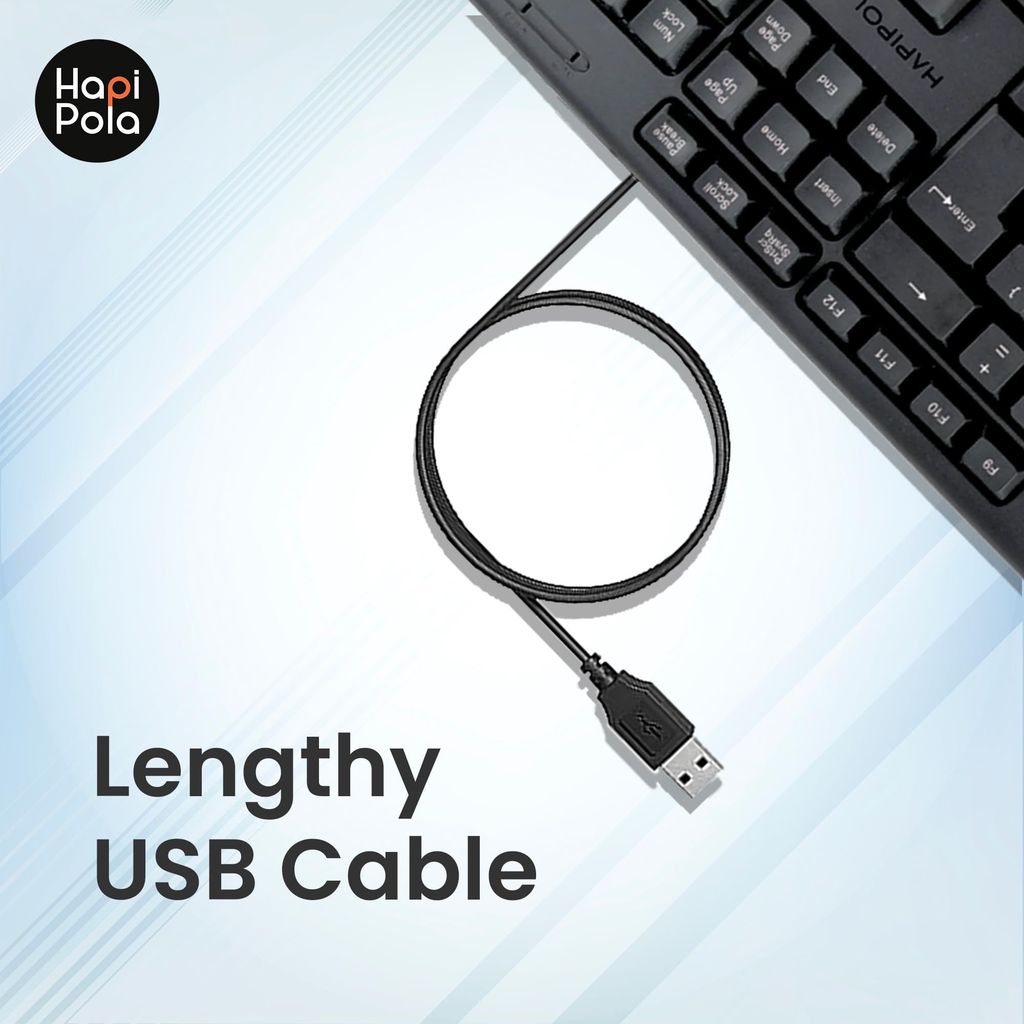 HAPIPOLA Keyboard Force Wired Multimedia Keyboard | Wired USB Supportive Keypad Slim Keystrokes Durable Design Length Cord