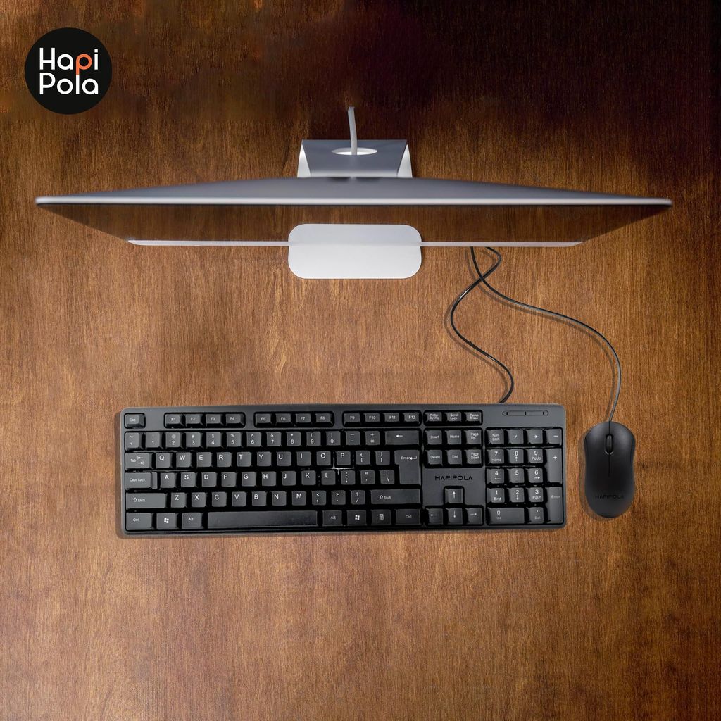 HAPIPOLA Keyboard Force Wired Multimedia Keyboard | Wired USB Supportive Keypad Slim Keystrokes Durable Design Length Cord