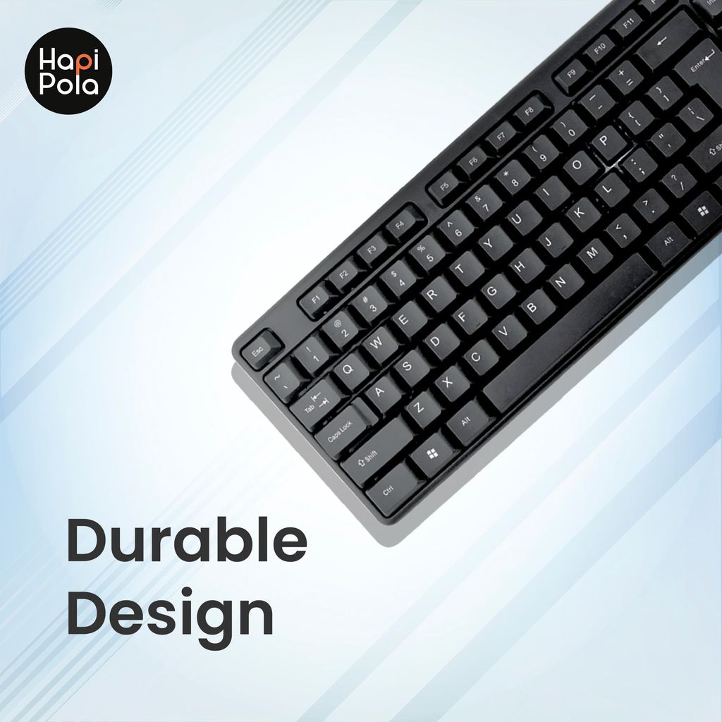 HAPIPOLA Keyboard Force Wired Multimedia Keyboard | Wired USB Supportive Keypad Slim Keystrokes Durable Design Length Cord