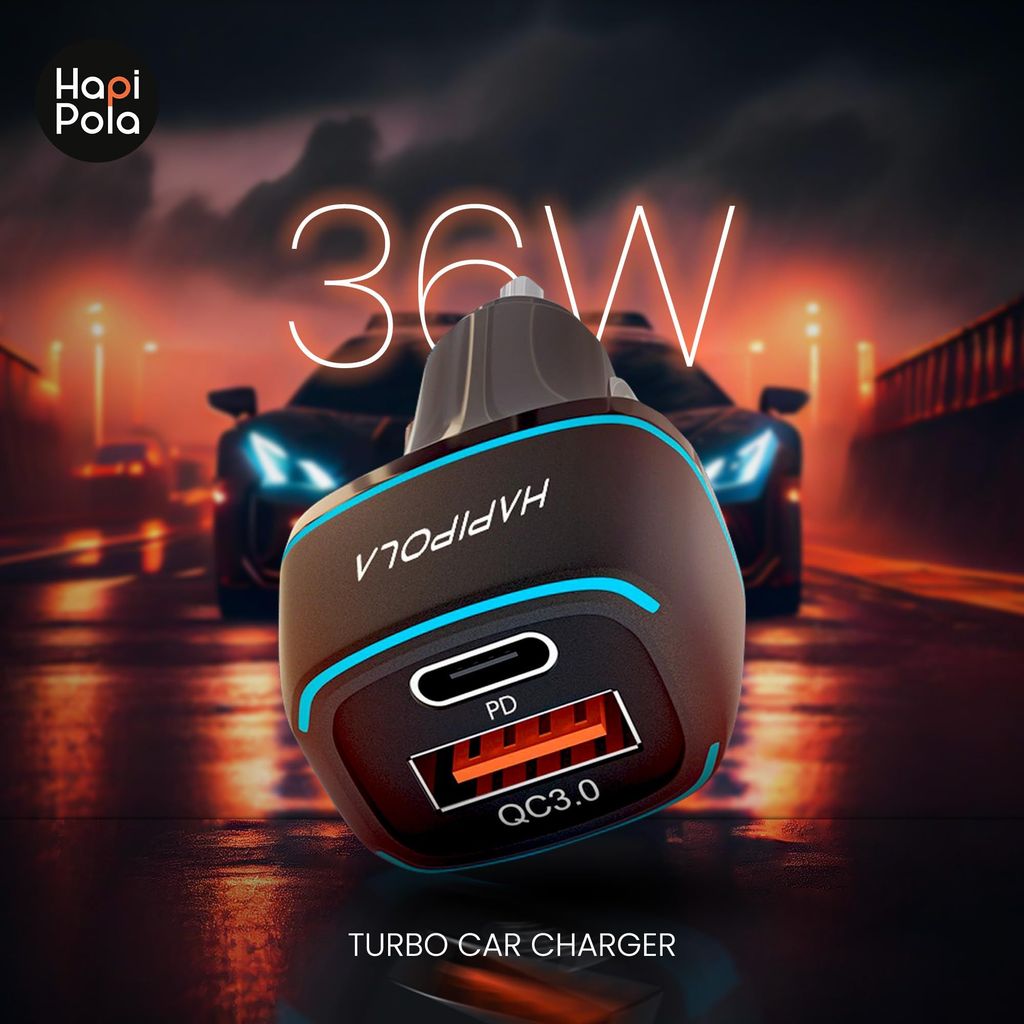 HAPIPOLA Turbo 36W | USB Output | Type C Output Fast Charging | LED Indicator PD Charging | Qualcomm 3.0