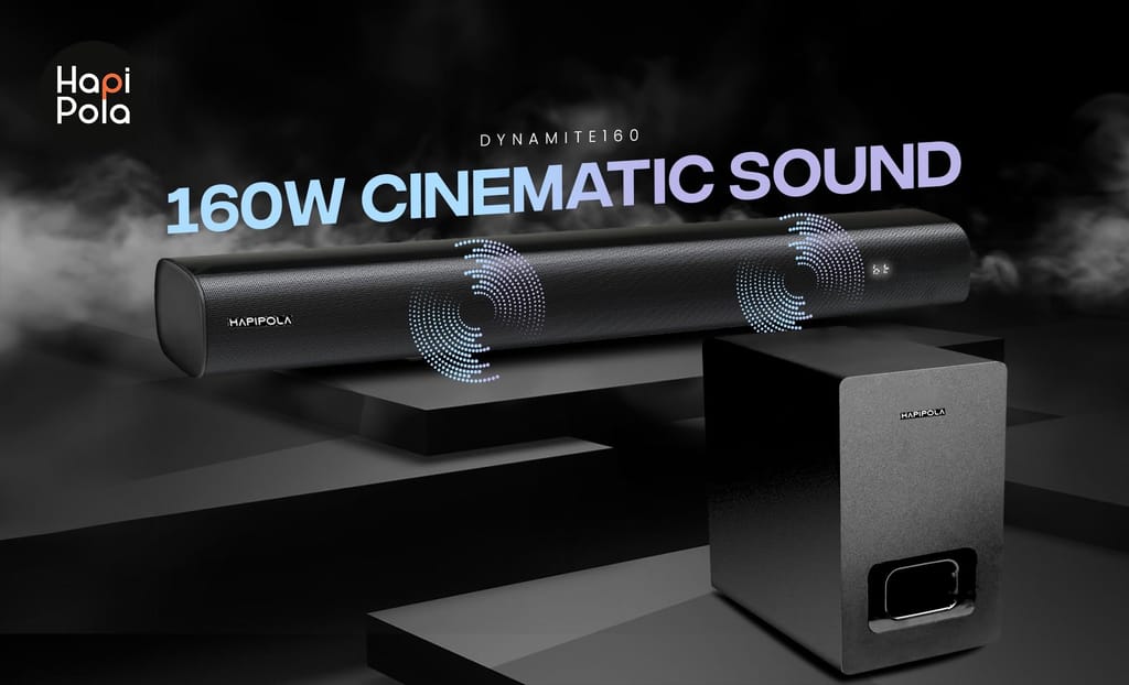 HAPIPOLA Dynamite 160 | Soundbar Home Theater | 2.1CH Soundbar with Subwoofer | Home Audio Speakers | Home Audio