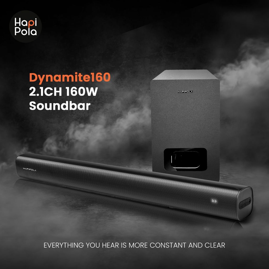 HAPIPOLA Dynamite 160 | Soundbar Home Theater | 2.1CH Soundbar with Subwoofer | Home Audio Speakers | Home Audio