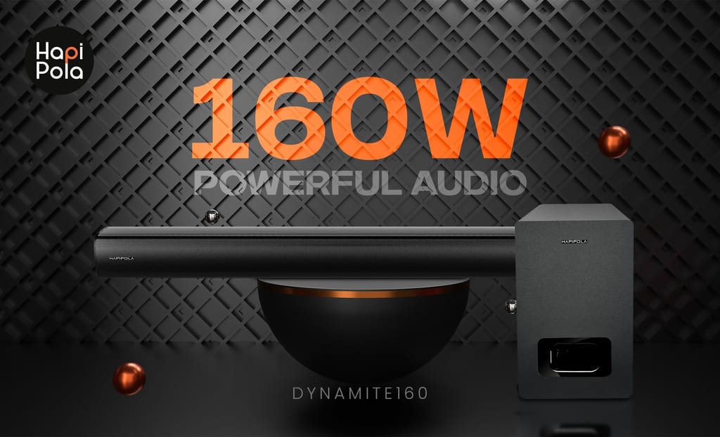 HAPIPOLA Dynamite 160 | Soundbar Home Theater | 2.1CH Soundbar with Subwoofer | Home Audio Speakers | Home Audio