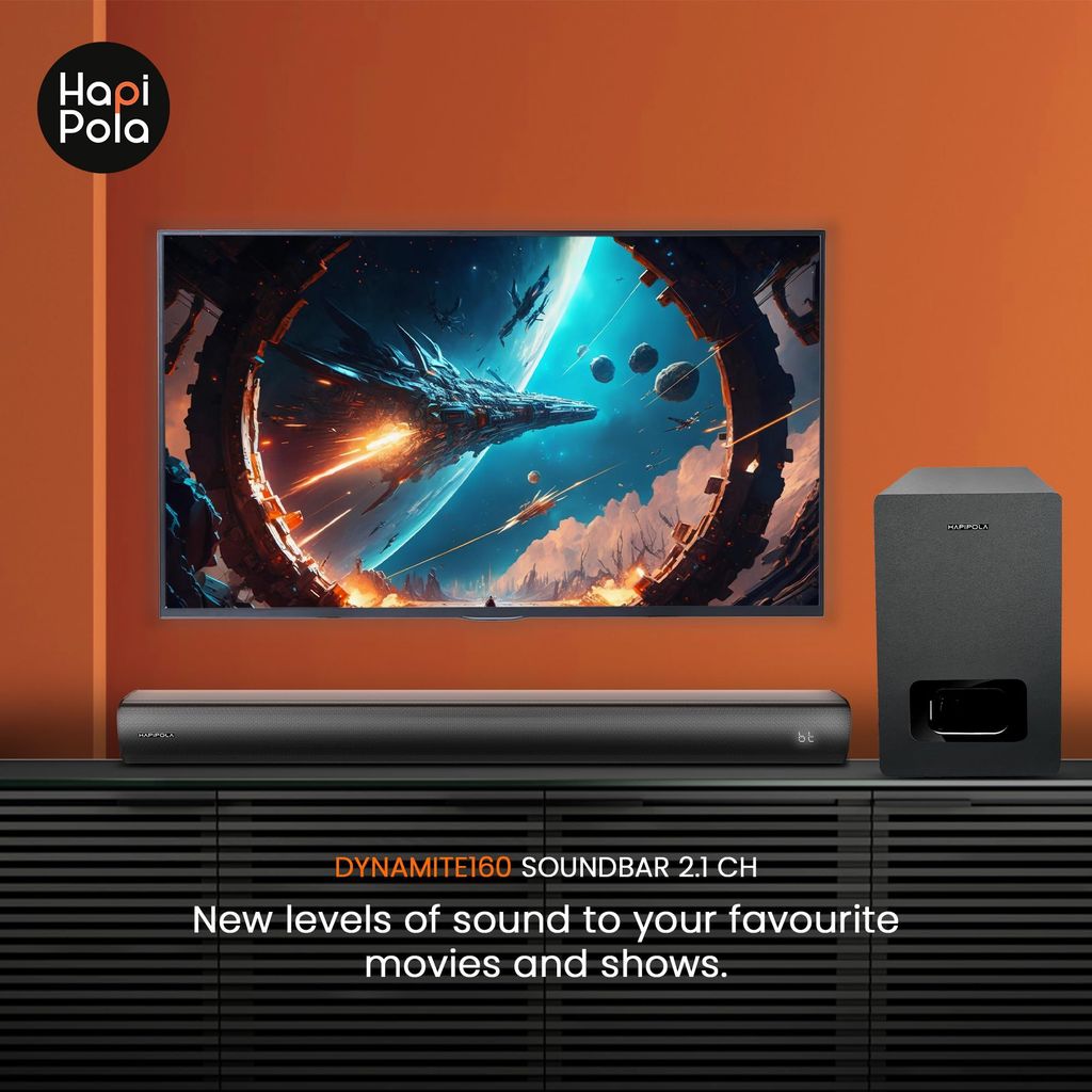 HAPIPOLA Dynamite 160 | Soundbar Home Theater | 2.1CH Soundbar with Subwoofer | Home Audio Speakers | Home Audio