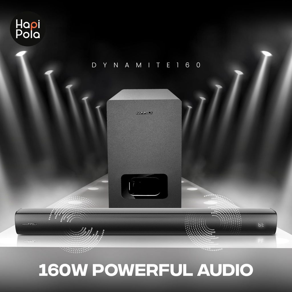 HAPIPOLA Dynamite 160 | Soundbar Home Theater | 2.1CH Soundbar with Subwoofer | Home Audio Speakers | Home Audio